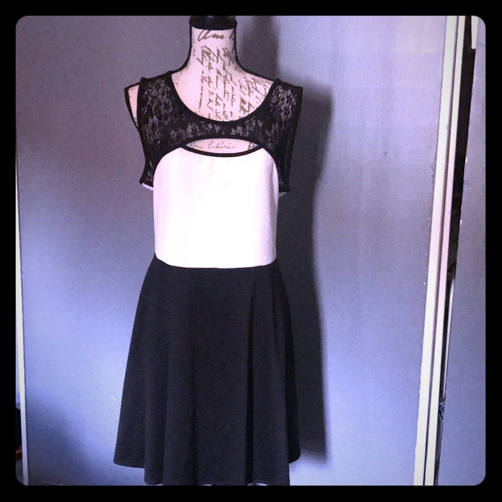 💋Black and white party dress